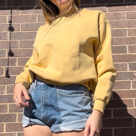 Vintage Lands End Crew Neck Sweater Yellow Size Large - Picture 1 of 9